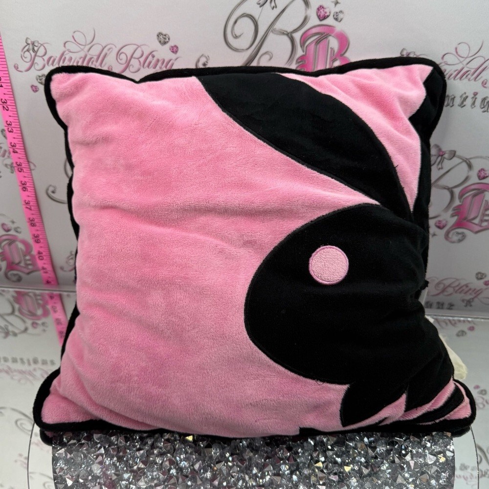 Playboy Bunny pillow Y2K, 2000s rare Pink and Black Plush Decorative Pillow